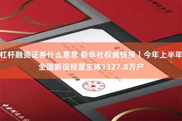 杠杆融资证券什么意思 新华社权威快报｜今年上半年全国新设经营主体1327.8万户